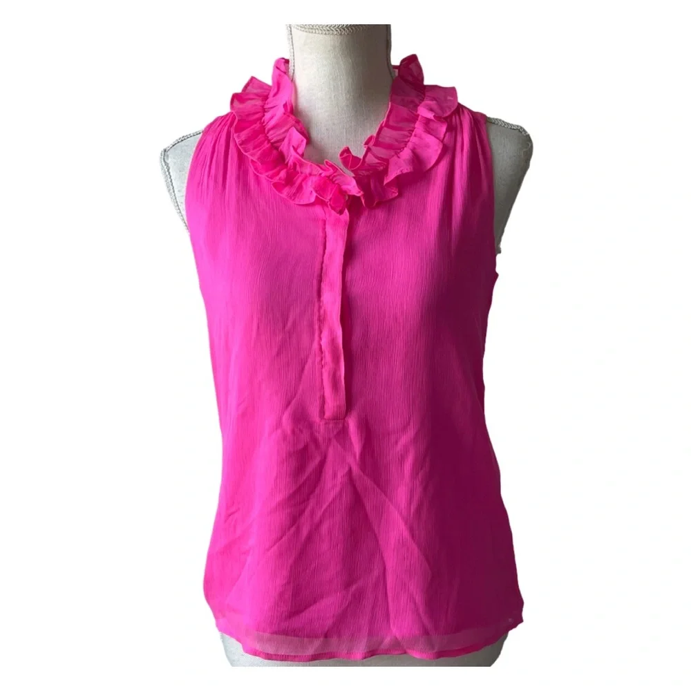 J.Crew Fuchsia pink sleeveless blouse 100% silk top